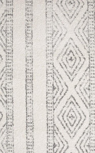 Tayen White & Grey Tribal Round Rug